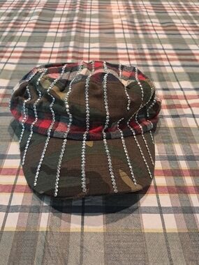 Rhinestone Camo Cadet Cap - Green & Brown